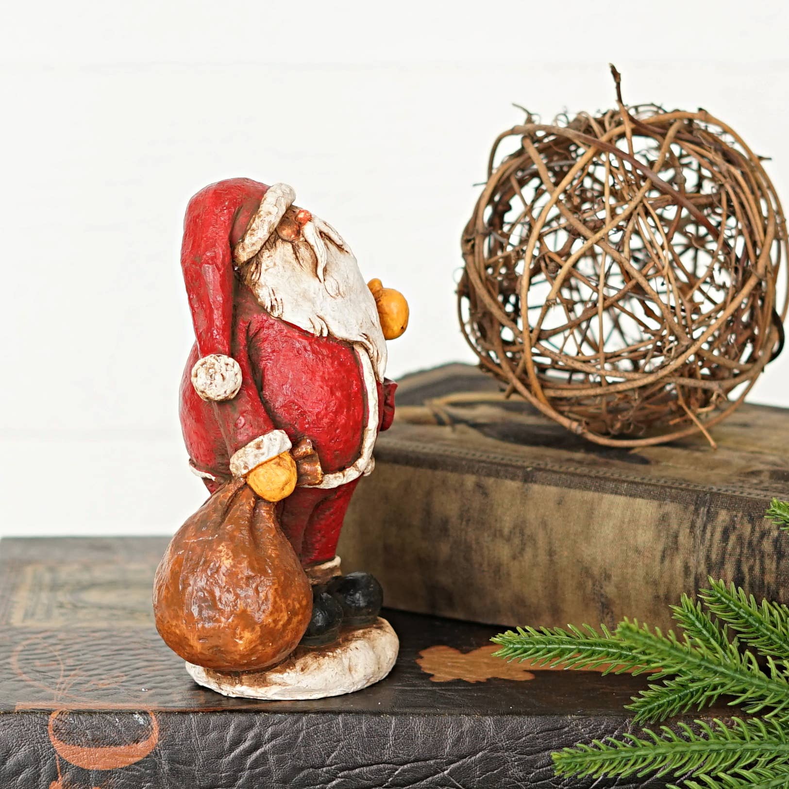 Primitive Christmas Rustic Santa w/ Toy Sack Figurine Shelf Sitter 6" - The Primitive Pineapple Collection