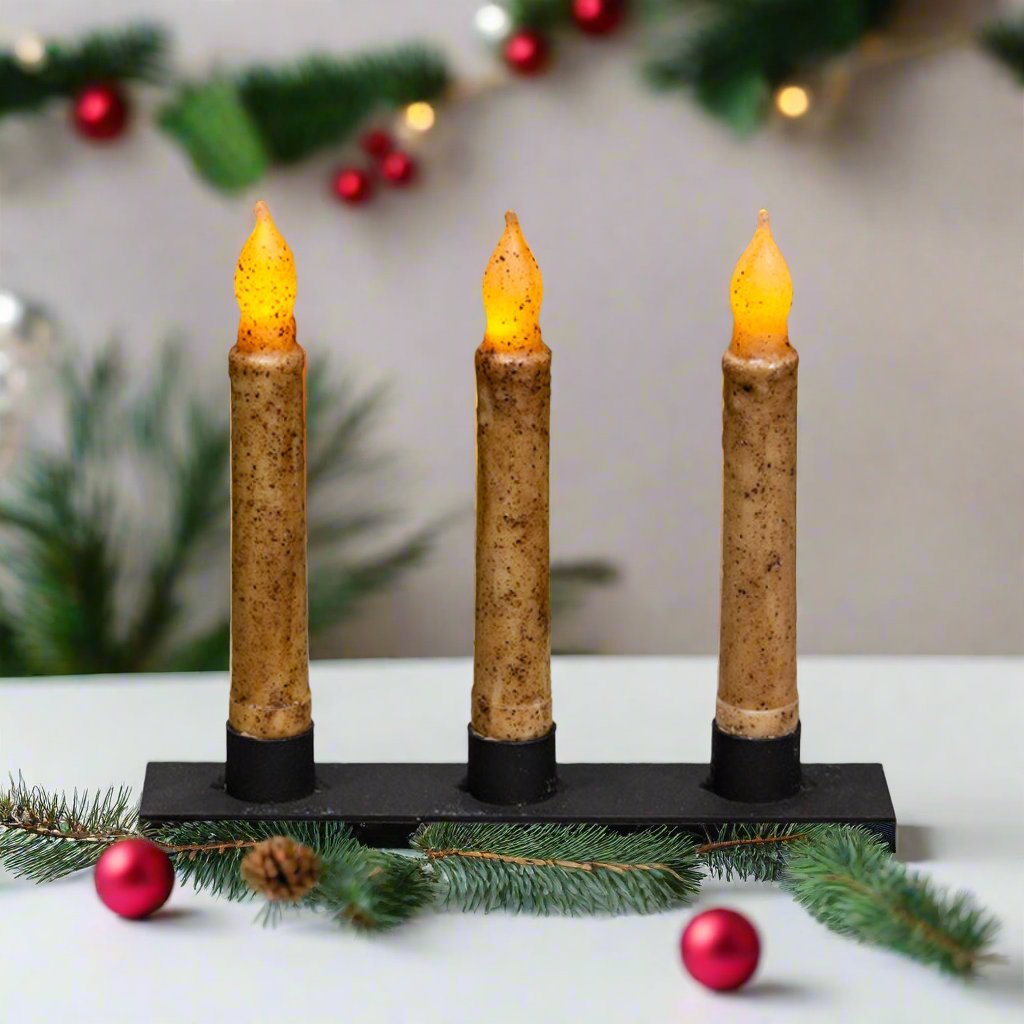 Primitive Black Iron Taper Candle Holder for 3 Candles - The Primitive Pineapple Collection