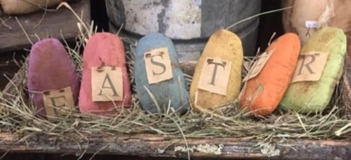 Primitive Handcrafted Spring Fabric Easter Egg 6pc Set - The Primitive Pineapple Collection