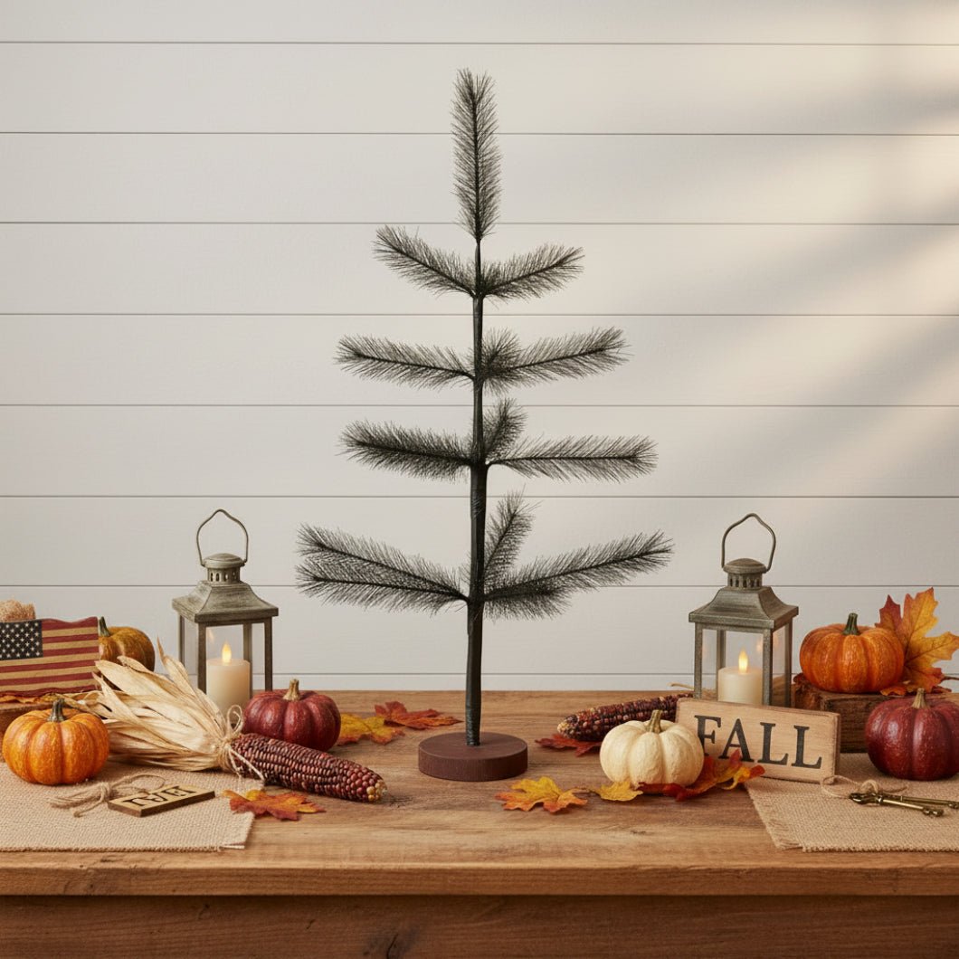 Primitive Farmhouse 24" Black Feather Tree Halloween - The Primitive Pineapple Collection