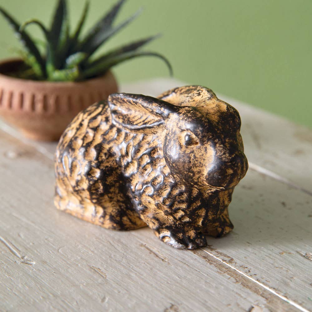 Primitive Farmhouse 2 pc Rustic Bunny Figurines - The Primitive Pineapple Collection