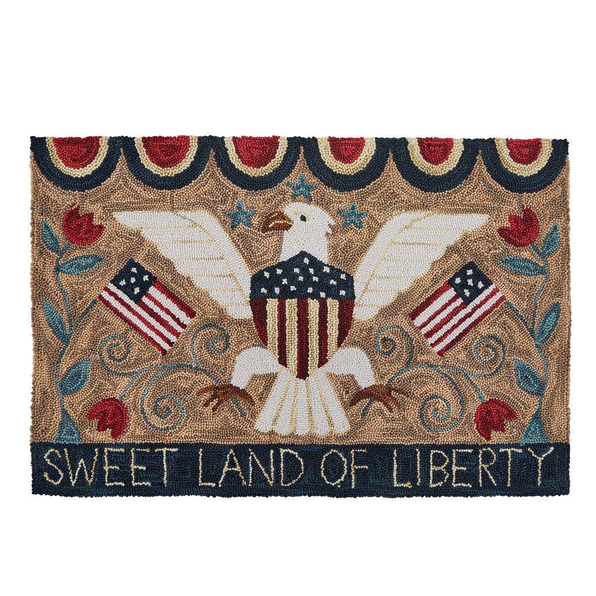 Primitive Sweet Land of Liberty Hooked Rug 2&