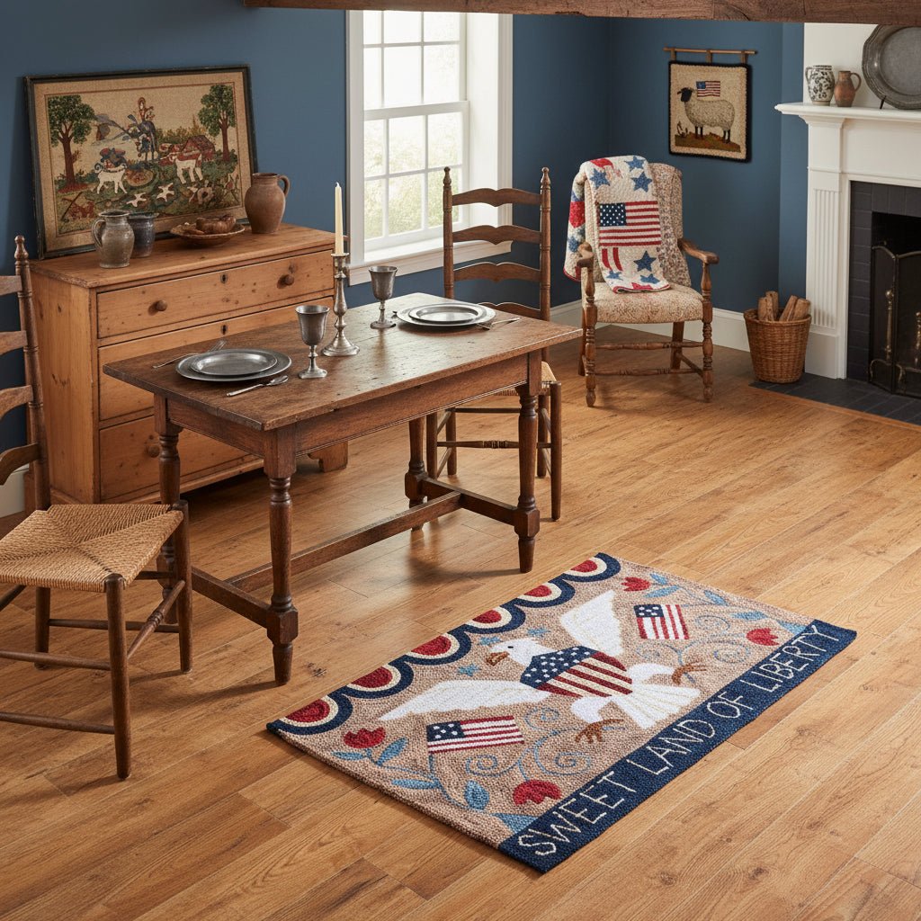 Primitive Sweet Land of Liberty Hooked Rug 2&