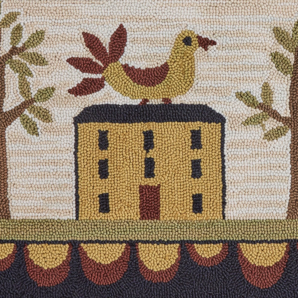 Primitive Farmhouse Bless Our Home Folk Art Hooked Chair Pad 14.5" - The Primitive Pineapple Collection