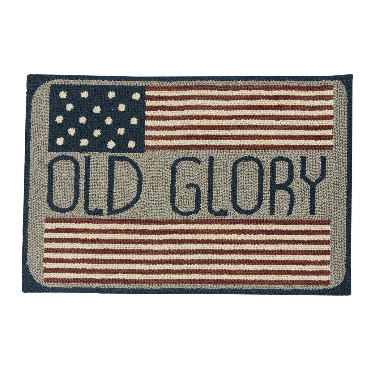 Primitive/Farmhouse Old Glory Flag Hooked Accent Rug 2x3 - The Primitive Pineapple Collection