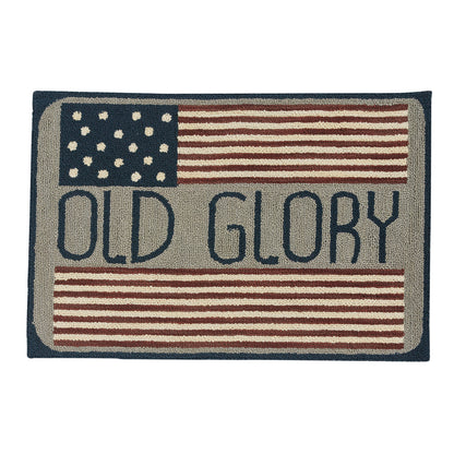 Primitive/Farmhouse Old Glory Flag Hooked Accent Rug 2x3