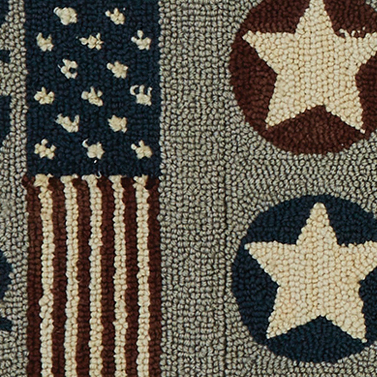 Primitive Old Glory Flag Hooked Rug Runner w/ Stars - 2&