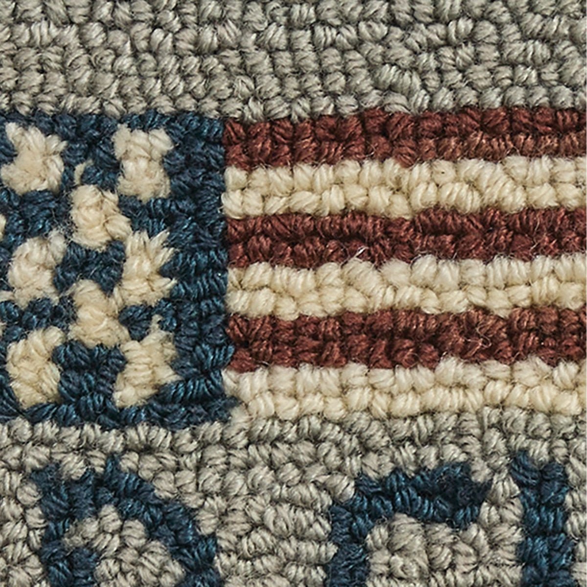 Primitive Farmhouse Old Glory Folk Art Hooked Chair Pad 14.5" - The Primitive Pineapple Collection