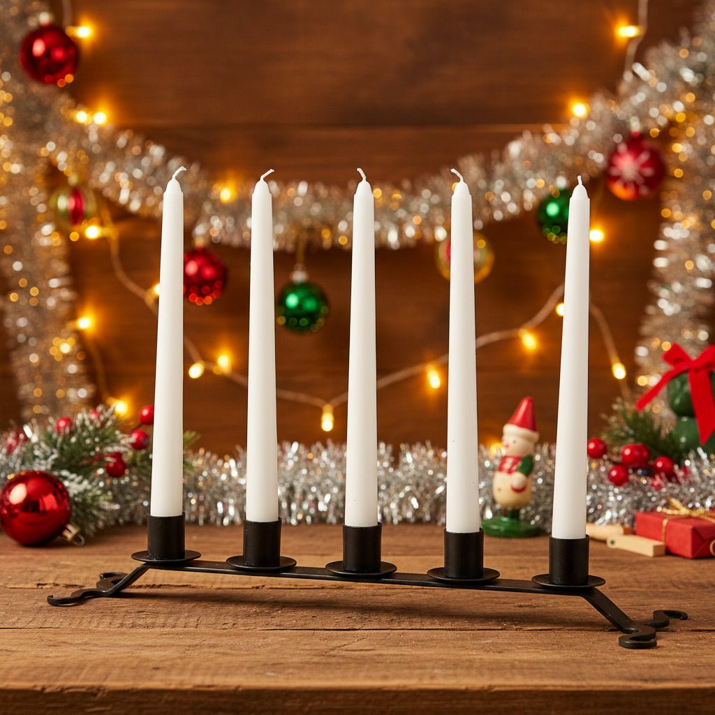 Primitive Black Iron Taper Candle Holder for 5 Candles