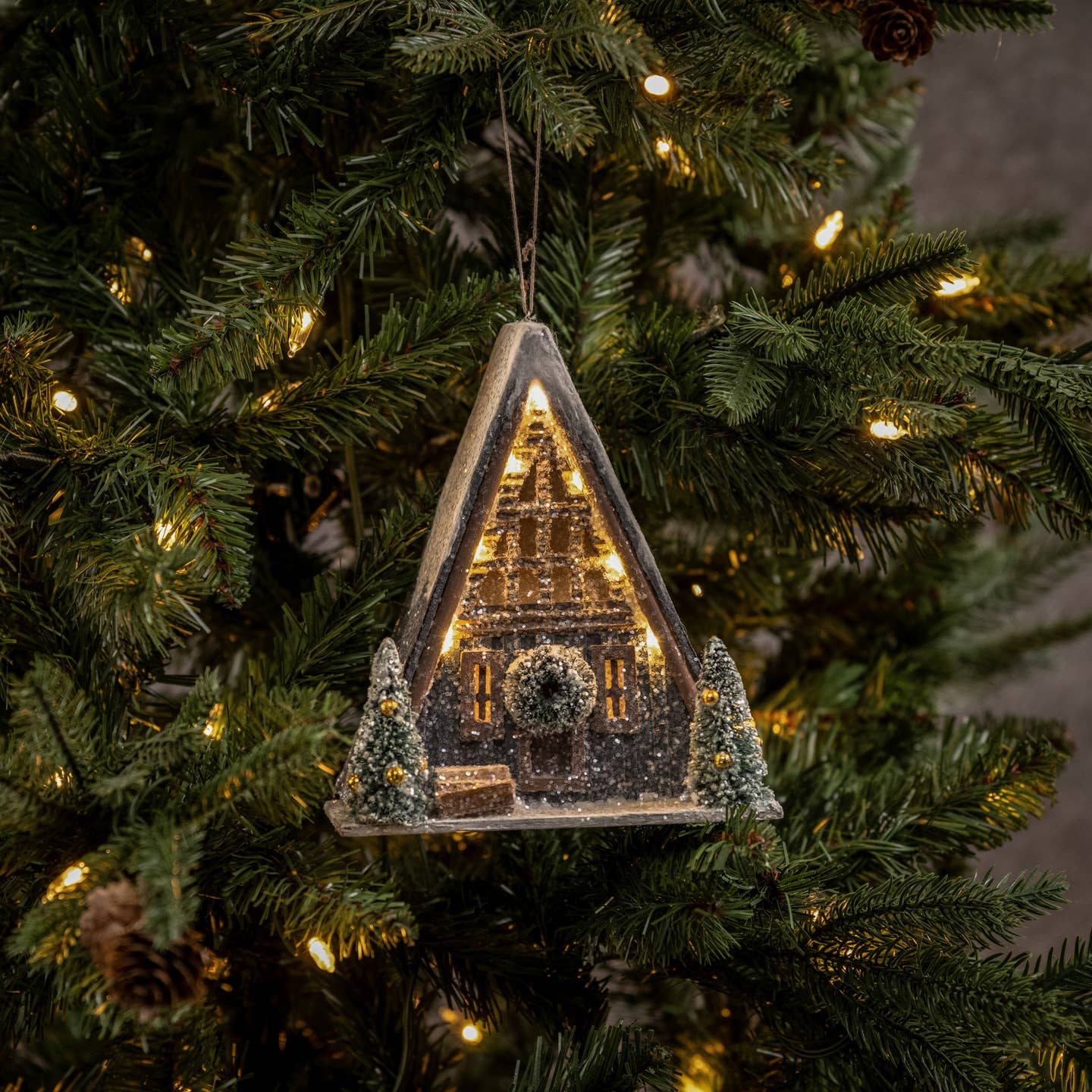 Ragon House Christmas Vintage Look Light Up A Frame Cabin Ornament/Table Display 8" - The Primitive Pineapple Collection
