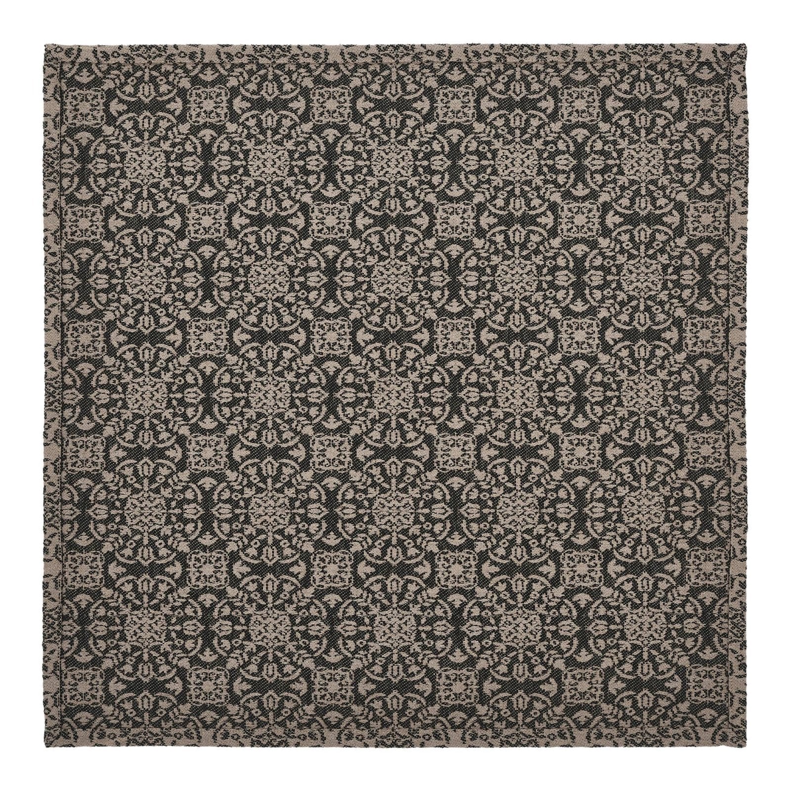 Farmhouse Black Tan Jacquard Table Topper 20x20 - The Primitive Pineapple Collection