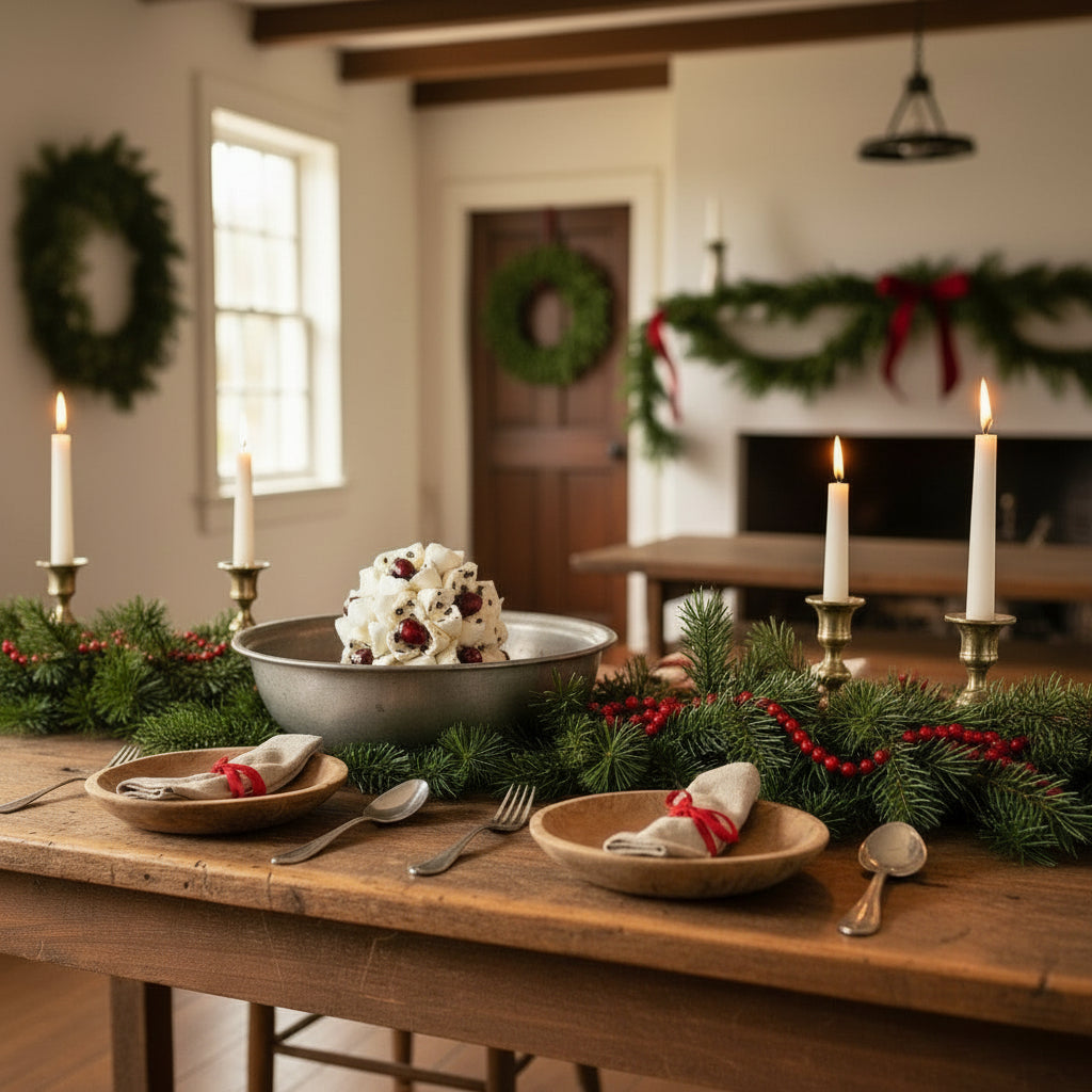 Primitive Christmas 3" Faux Popcorn and Cranberry Kissing Ball - The Primitive Pineapple Collection