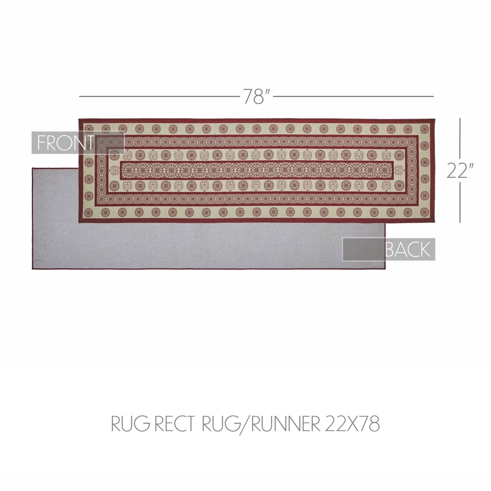 Primitive Farmhouse Burgundy Tan Jacquard Polyester Rug/Runner Rect 22x78 - The Primitive Pineapple Collection