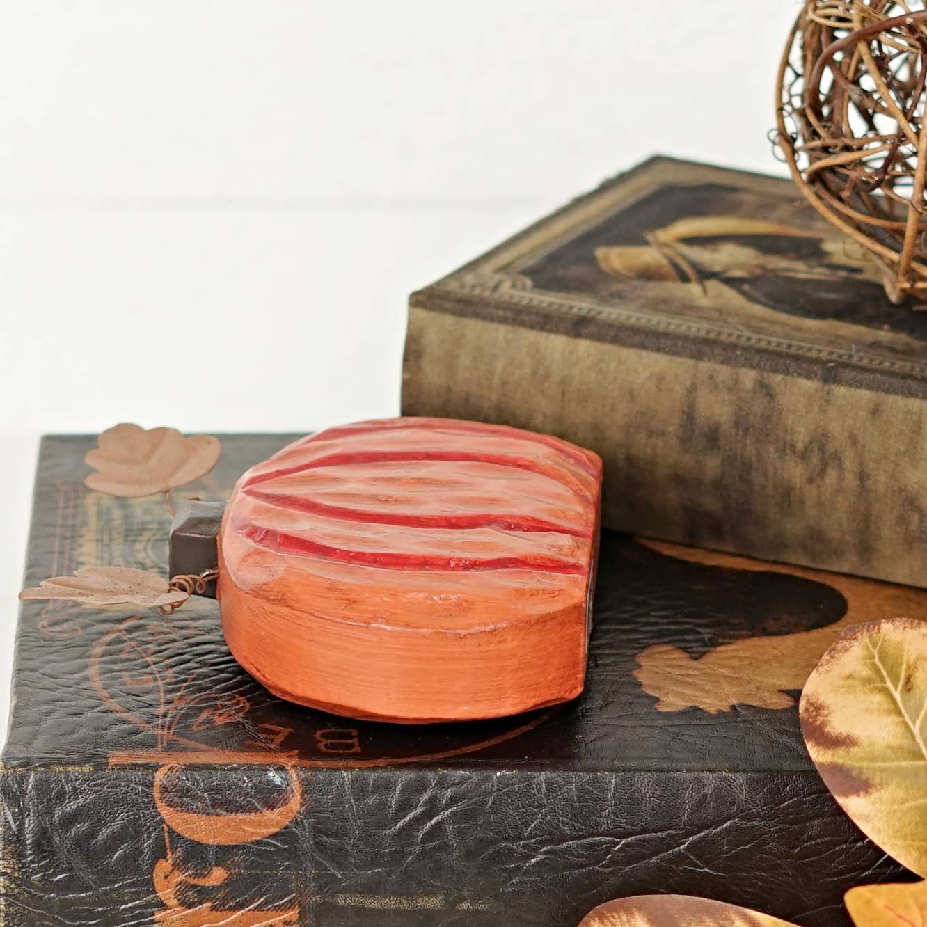 Primitive Rustic Halloween Chunky Wood Pumpkin 5" Shelf Sitter - The Primitive Pineapple Collection
