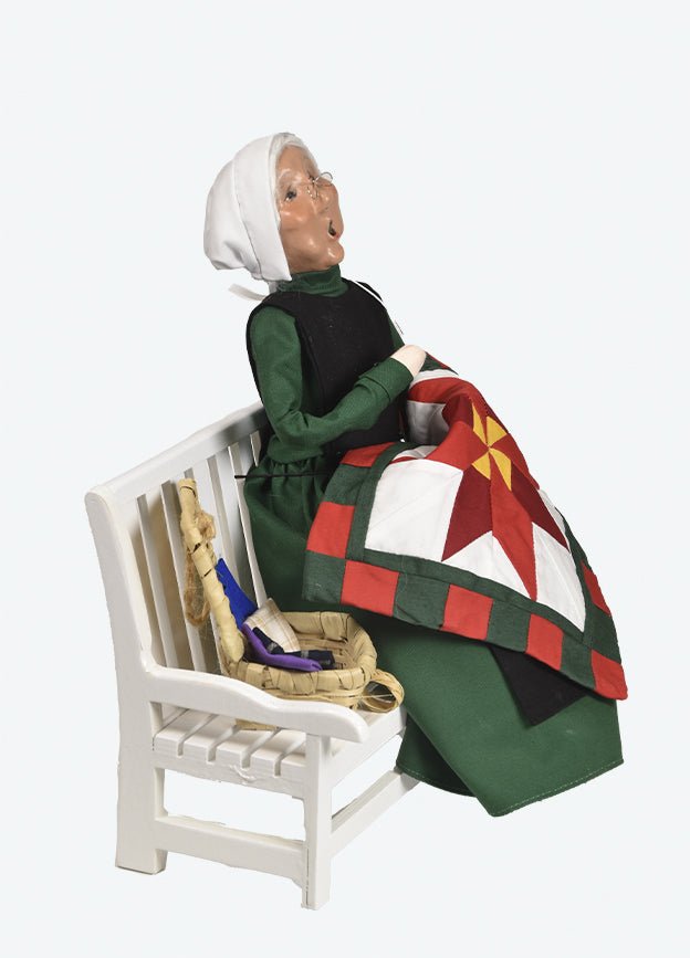 Primitive Colonial Byers Choice Amish Grandmother on Bench 5255 - The Primitive Pineapple Collection