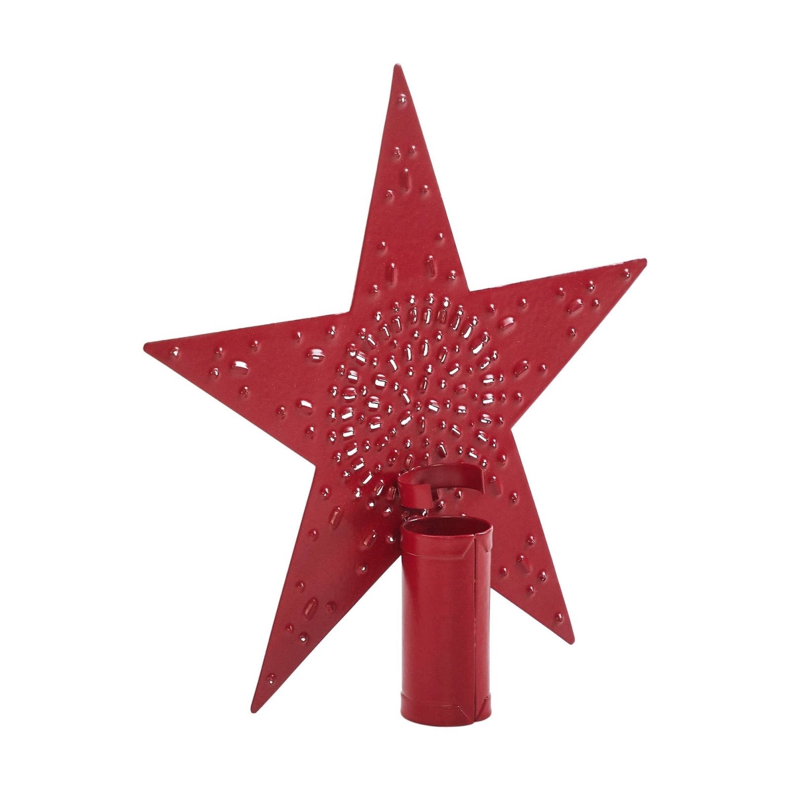 Americana Punched Metal Star Tree Topper Barn Red 6.75x6.75x1 - The Primitive Pineapple Collection