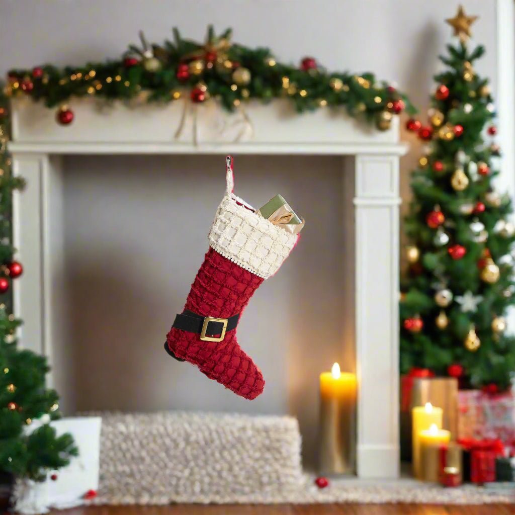 Primitive Christmas Kringle Chenille Boot Stocking 12x20 - The Primitive Pineapple Collection