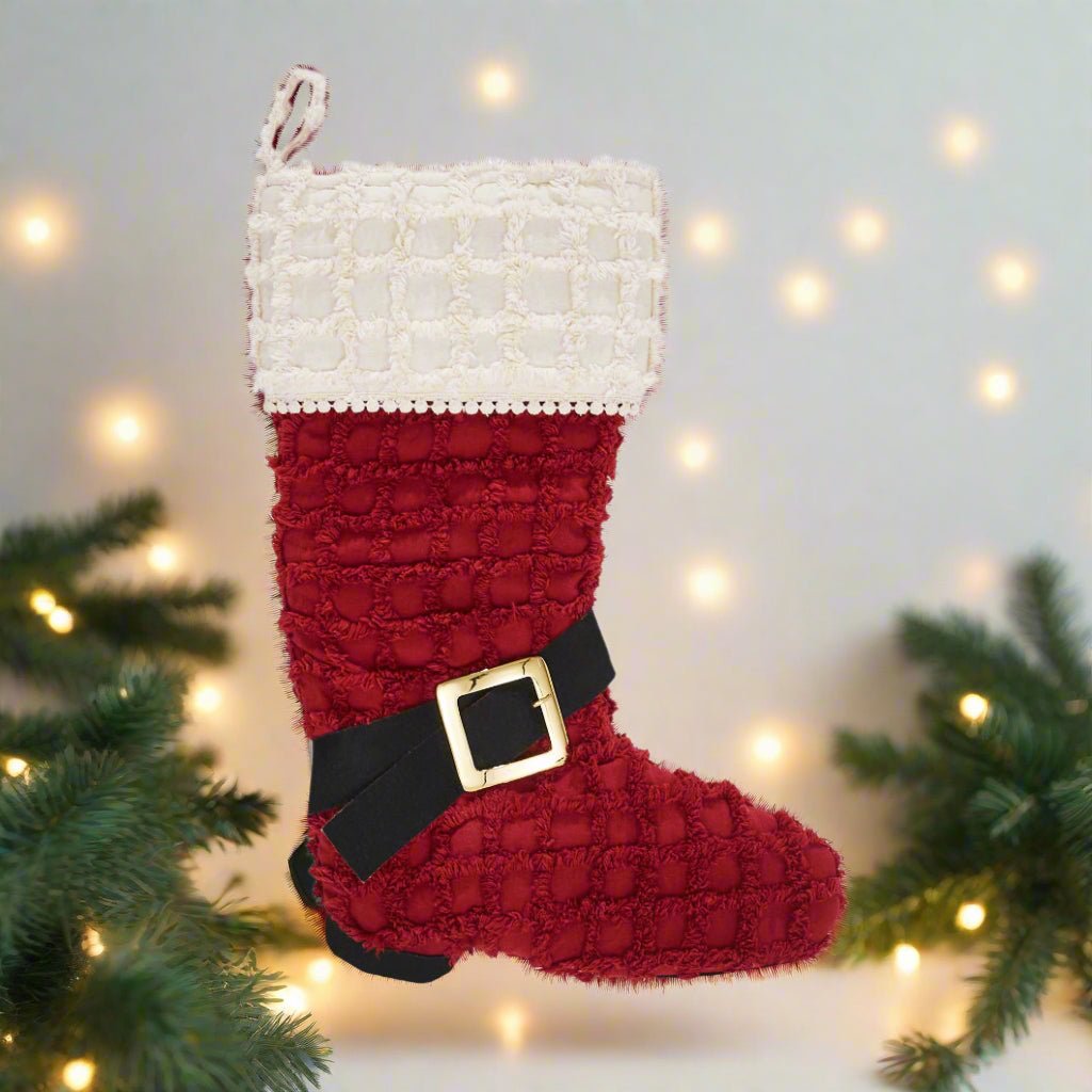 Primitive Christmas Kringle Chenille Boot Stocking 12x20 - The Primitive Pineapple Collection