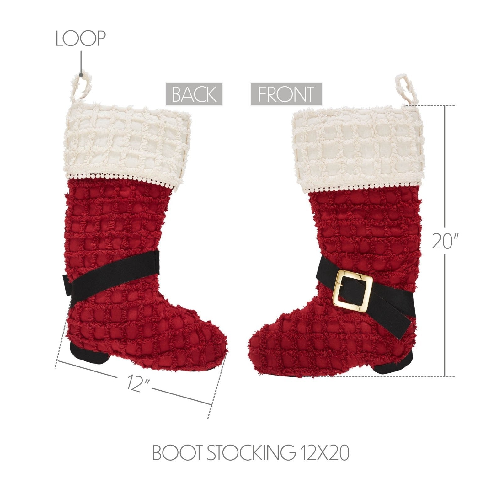Primitive Christmas Kringle Chenille Boot Stocking 12x20 - The Primitive Pineapple Collection