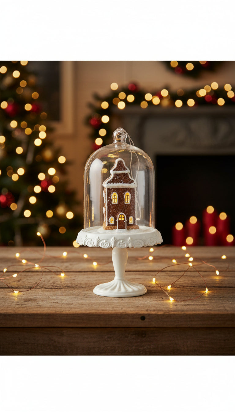 Primitive Christmas 4.5” Gingerbread House in Dome Ornament 3 Styles - The Primitive Pineapple Collection