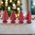 Primitive Christmas 5.25” Red Mercury Glass Tree 4 pc set - The Primitive Pineapple Collection