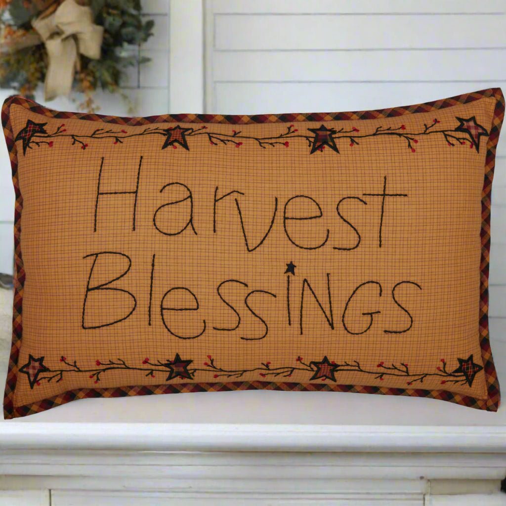 Primitive Halloween Heritage Farms Harvest Blessings Pillow 14x22 - The Primitive Pineapple Collection