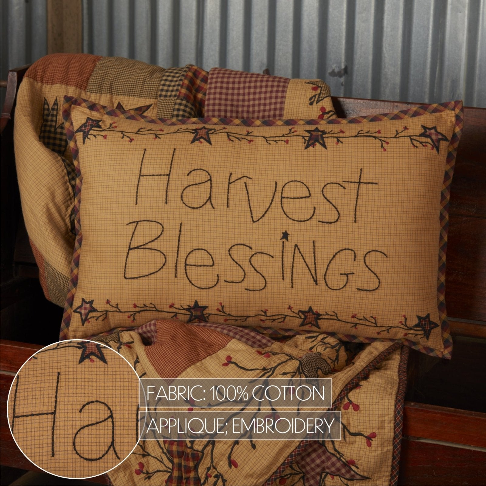 Primitive Halloween Heritage Farms Harvest Blessings Pillow 14x22 - The Primitive Pineapple Collection