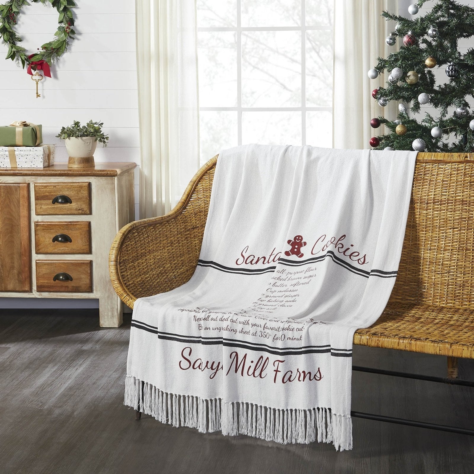Primitive Christmas Sawyer Mill Santa Cookies Woven Throw 50x60 - The Primitive Pineapple Collection