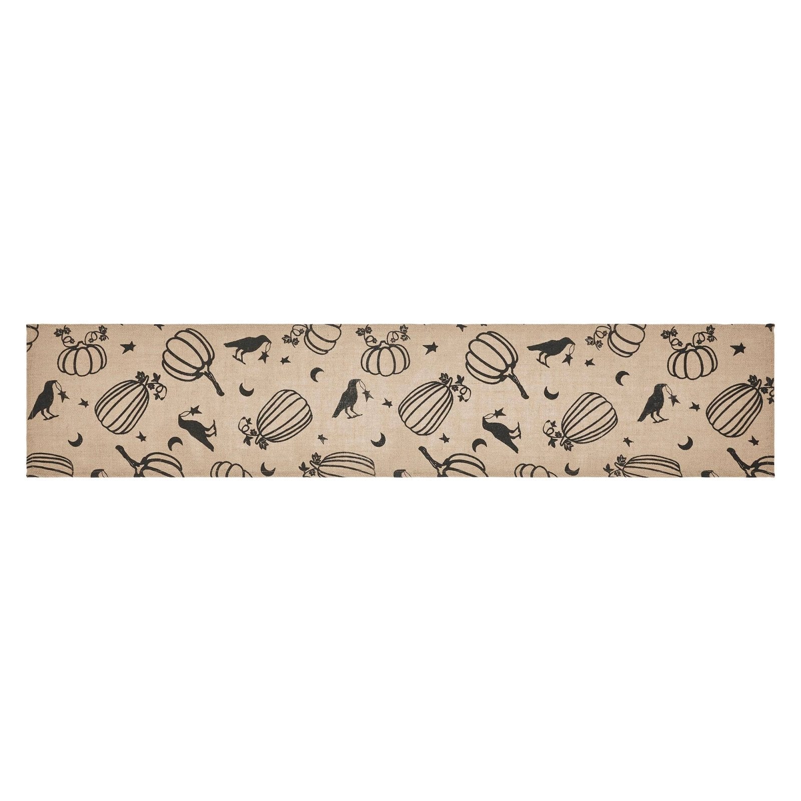 Primitive Fall Halloween Raven Harvest Burlap Jute Runner 12"x60" - The Primitive Pineapple Collection