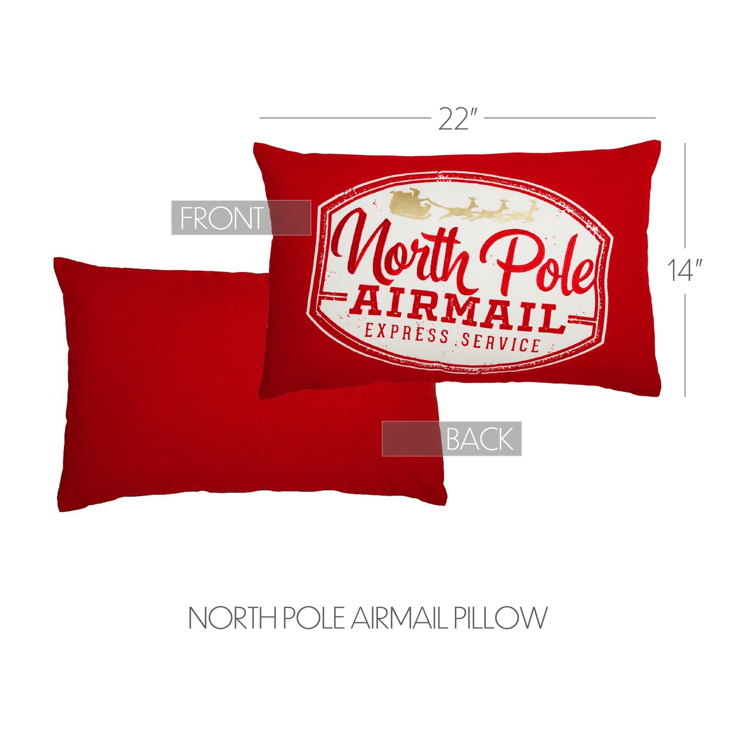 Primitive Christmas North Pole Airmail Pillow 14x22