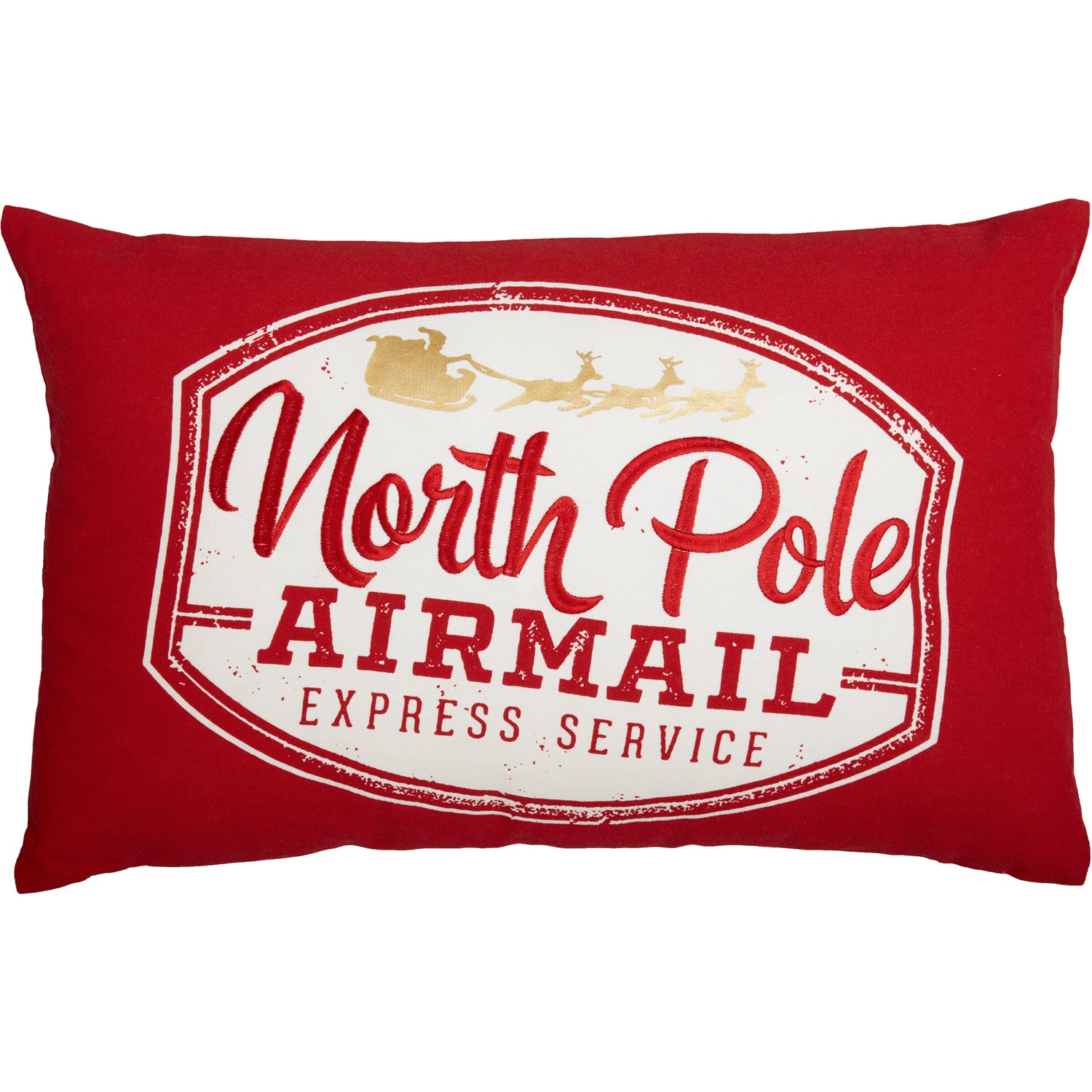 Primitive Christmas North Pole Airmail Pillow 14x22