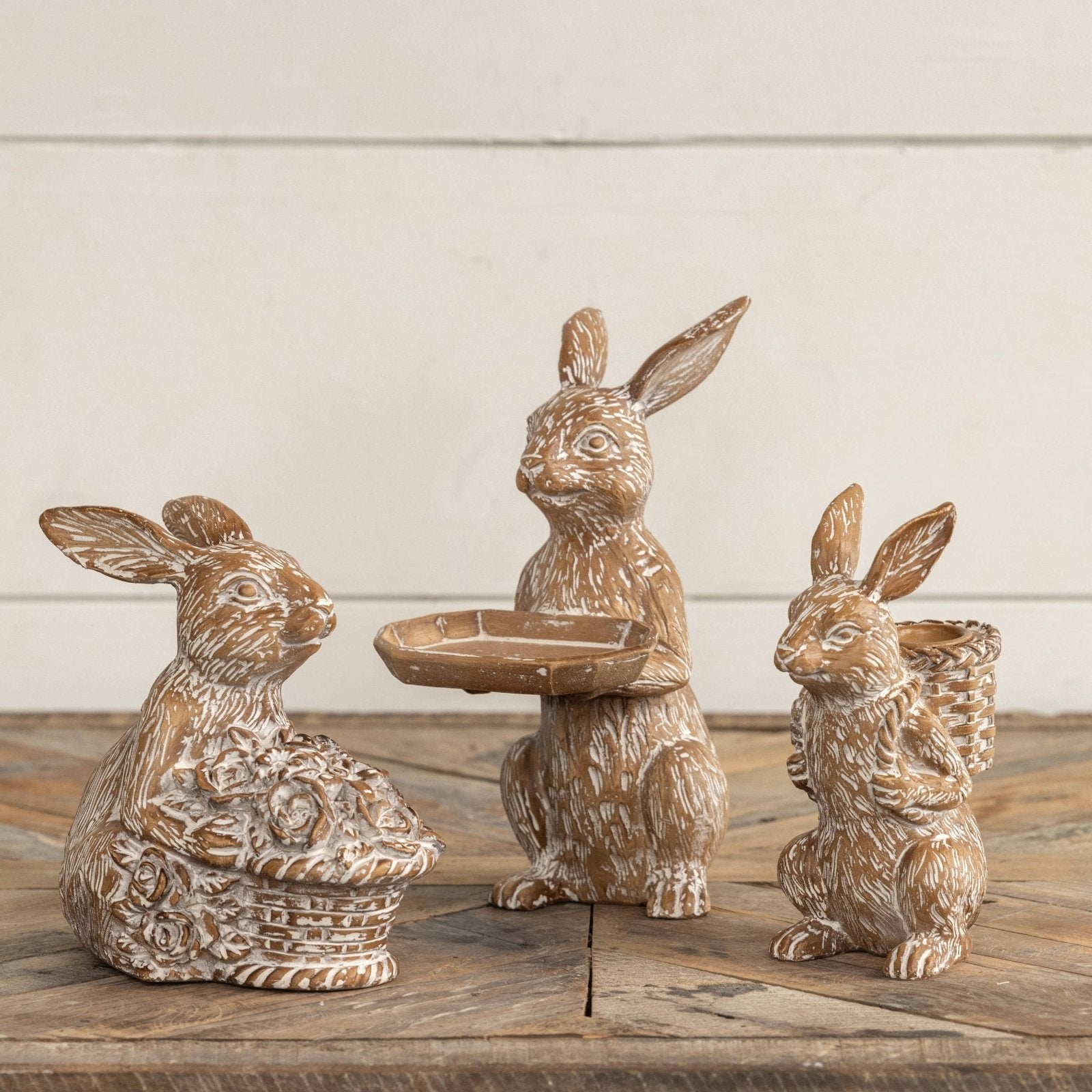 Primitive Ragon House Spring 5.75" Bunny Taper Candle Holder - The Primitive Pineapple Collection