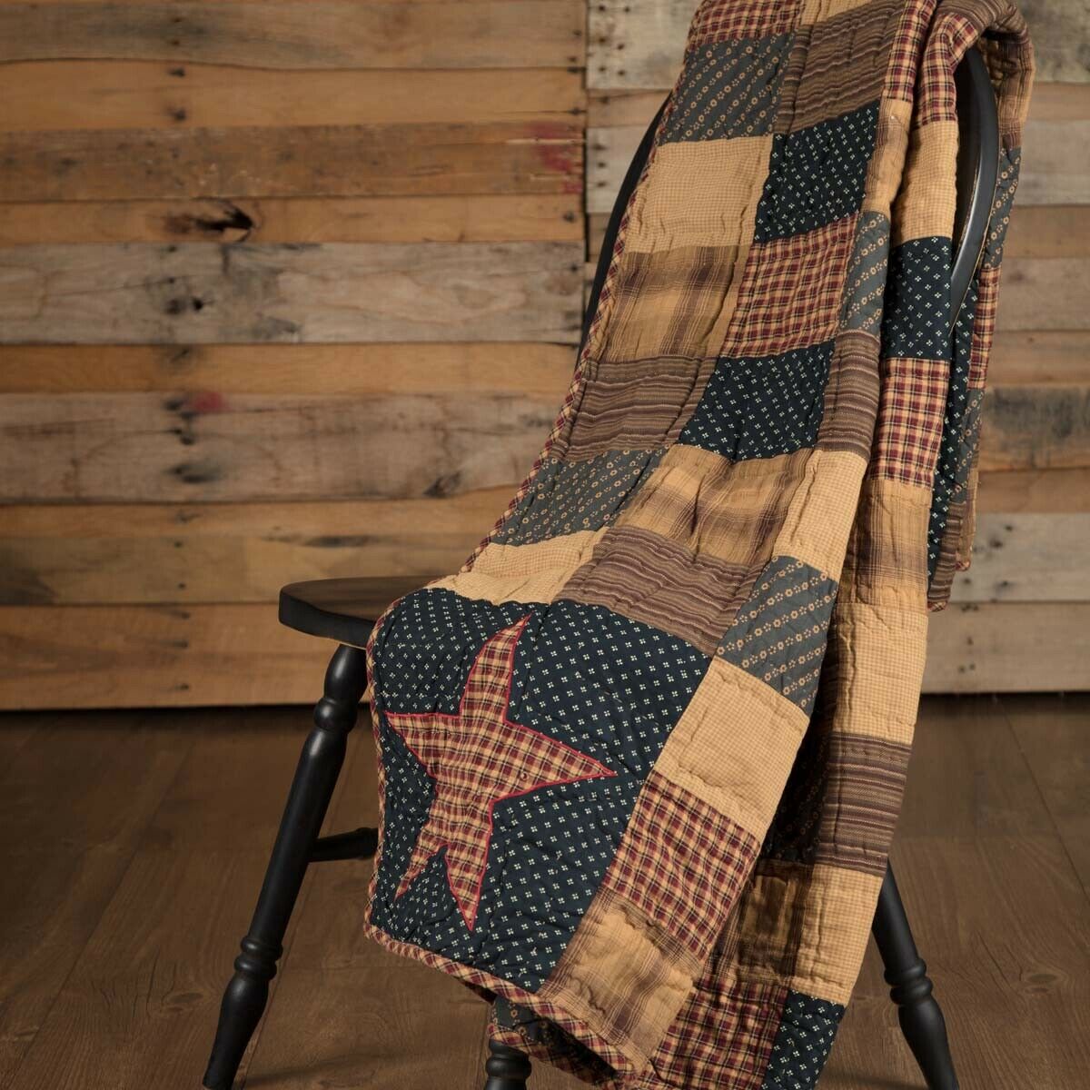 Primitive/Farmhouse 60"x50” Patriotic Patchwork Hanging quilt Throw - The Primitive Pineapple Collection
