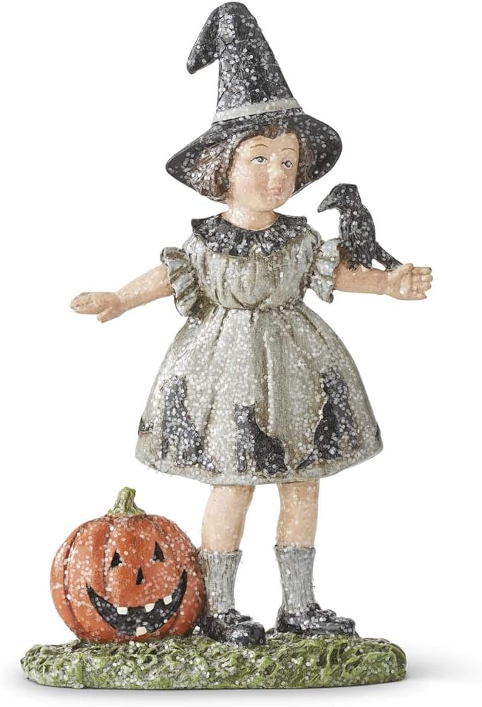 Folk Art Halloween Retro Looking Boy and Girl Trick or Treaters Figurine - The Primitive Pineapple Collection