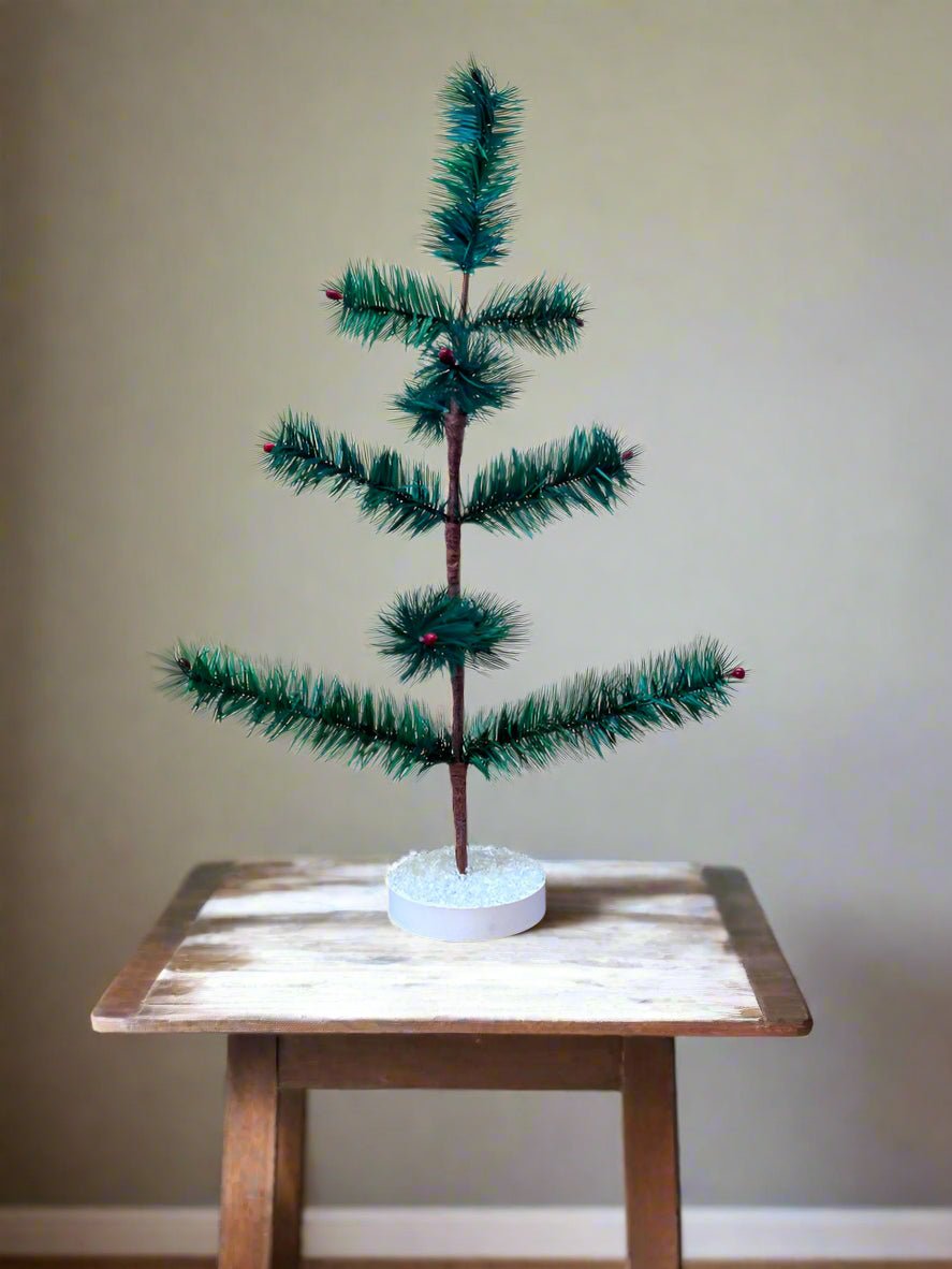 Primitive Bethany Lowe Inspired German Style Goose Feather Tree w/ Red Berries 15" - The Primitive Pineapple Collection