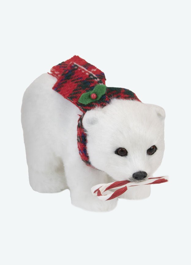 Byers Choice Carolers Colonial Christmas Polar Bear w/ Candy Cane 6696 - The Primitive Pineapple Collection