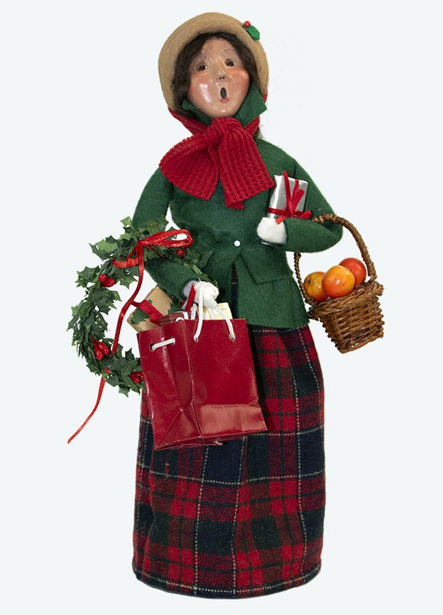 Primitive Colonial Byers Choice Shopping Woman 1241W - The Primitive Pineapple Collection