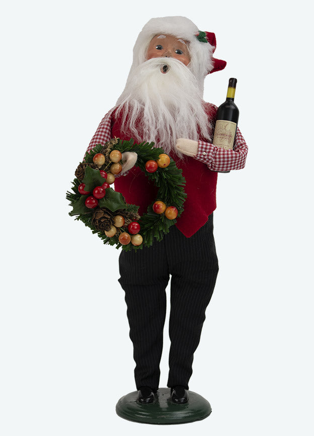 Primitive Colonial Byers Choice Christmas Wine Santa 3240