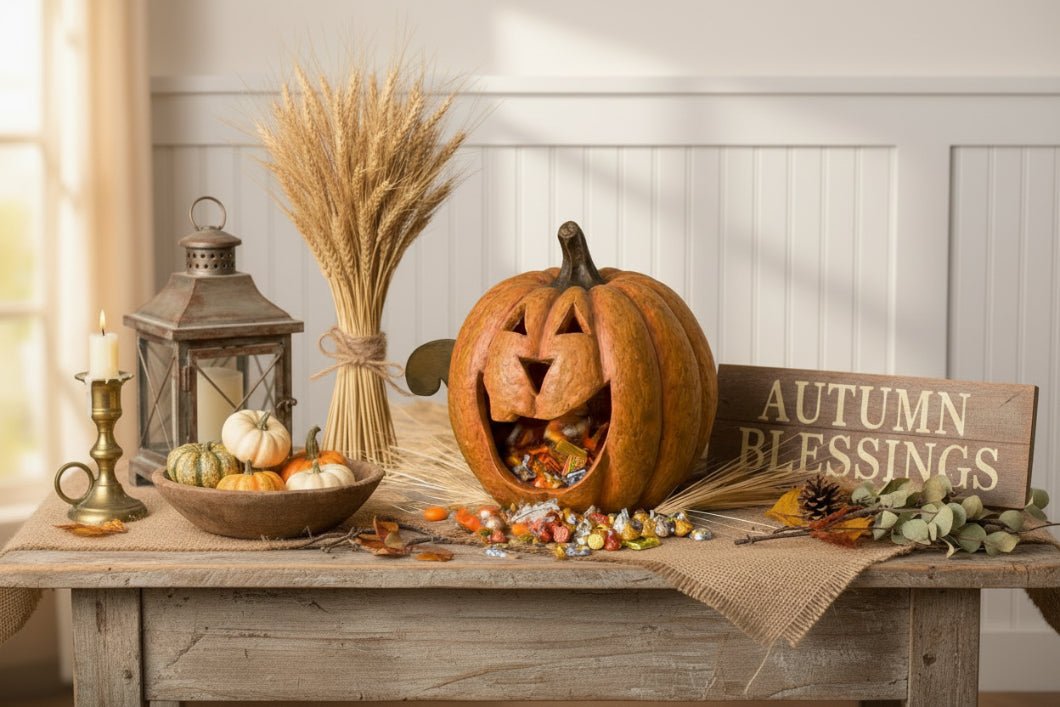 Halloween Fall Ragon House Collectable 15” Orange Big Mouth Pumpkin Luminary - The Primitive Pineapple Collection