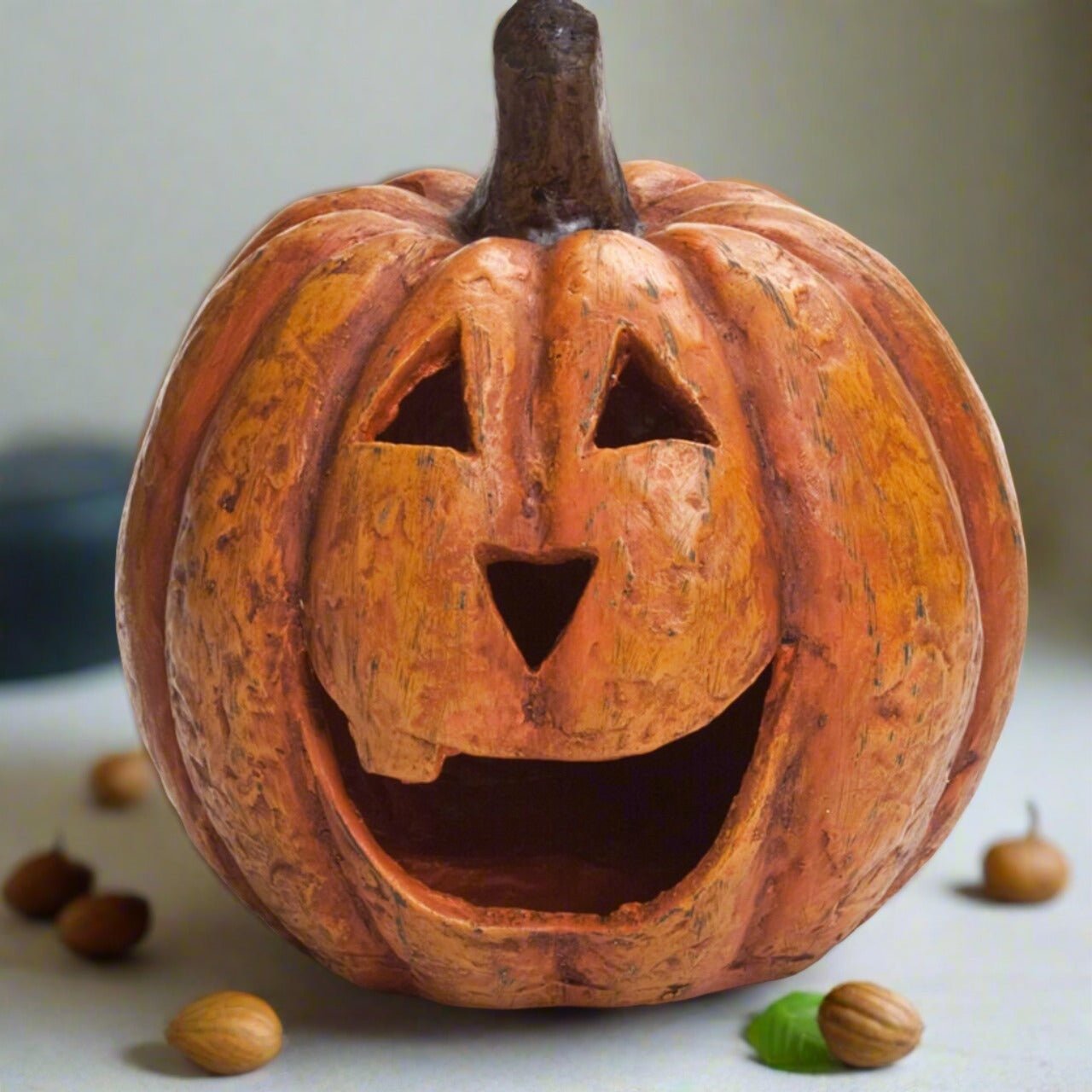 Ragon House Mache 8" Orange Big Mouth Pumpkin Jack O Lantern Halloween - The Primitive Pineapple Collection