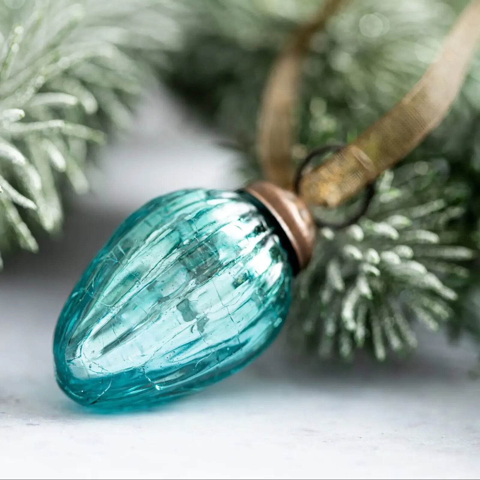 Handcrafted Christmas 1" Vintage Look Glass Pinecone Shaped Ornaments 6 pc set - The Primitive Pineapple Collection