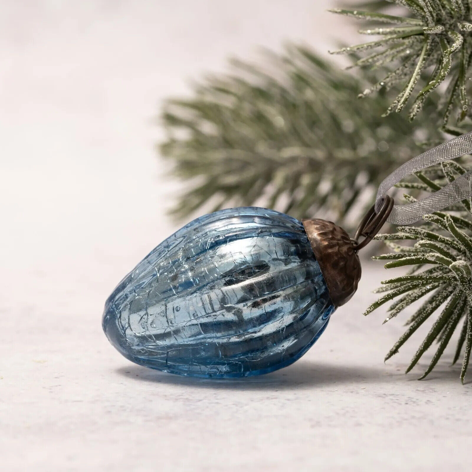 Handcrafted Christmas 1" Vintage Look Glass Pinecone Shaped Ornaments 6 pc set - The Primitive Pineapple Collection
