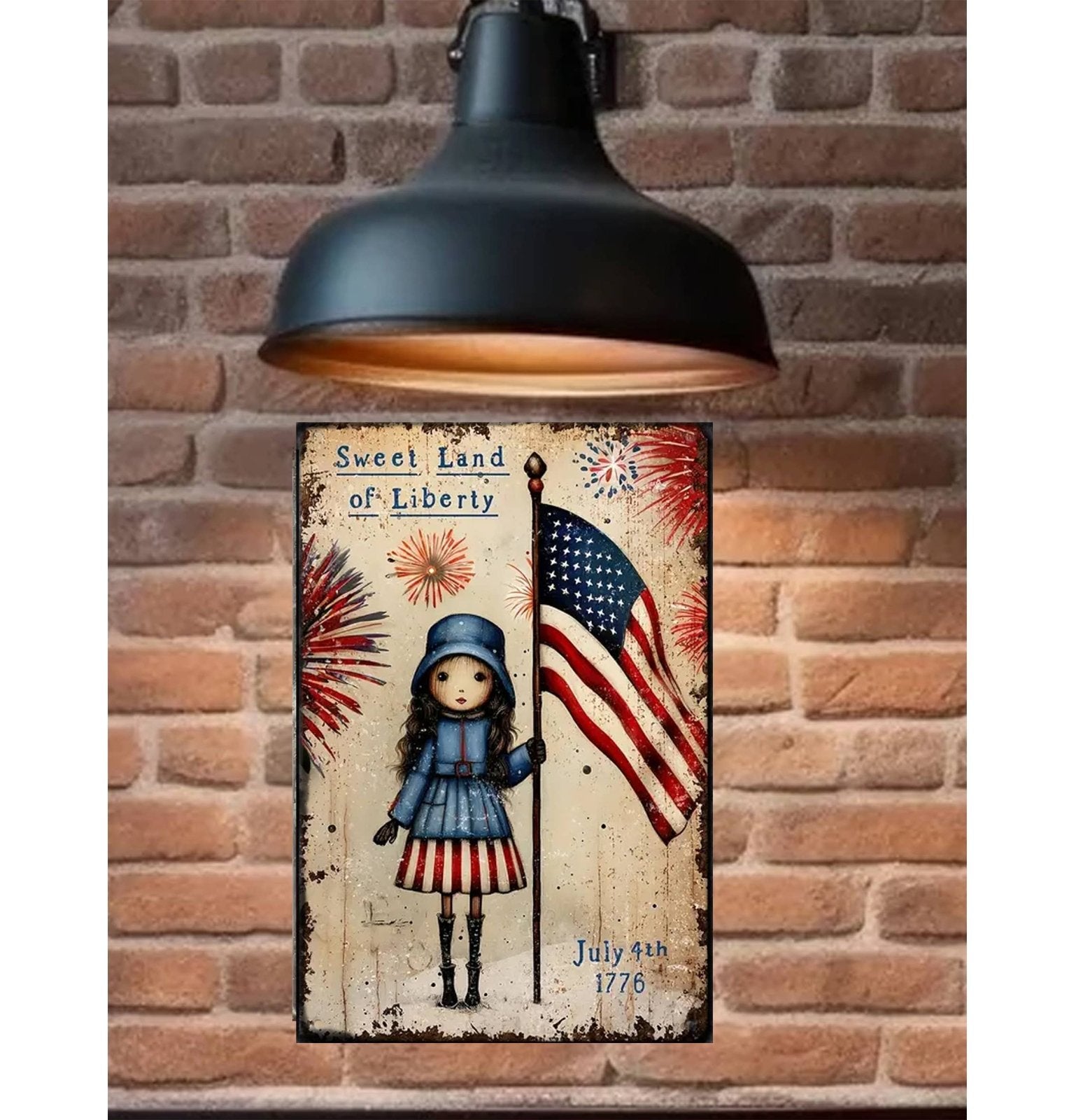250th Anniversary Metal Sign 8x12 – Sweet Land of Liberty - The Primitive Pineapple Collection