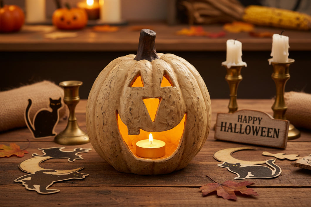 Ragon House Halloween Fall Collectable 11” White Big Mouth Pumpkin Luminary - The Primitive Pineapple Collection