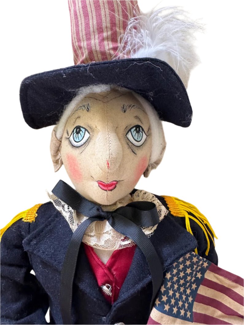 Joe Spencer Americana Sam 32" Folk Art Doll - One of a Kind Patriotic Decor - The Primitive Pineapple Collection