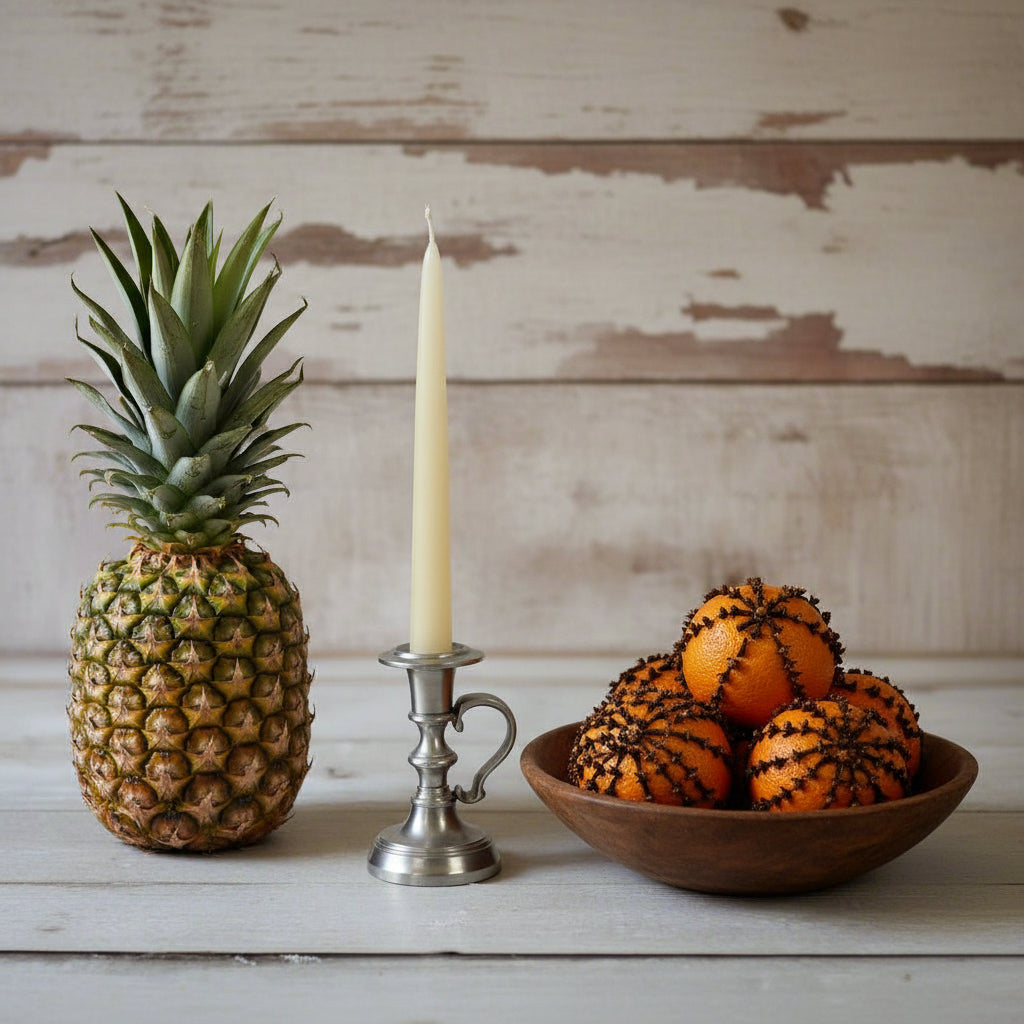Primitive Reproduction 4 - 1/2" Pewter - Plated Colonial Chamberstick - The Primitive Pineapple Collection