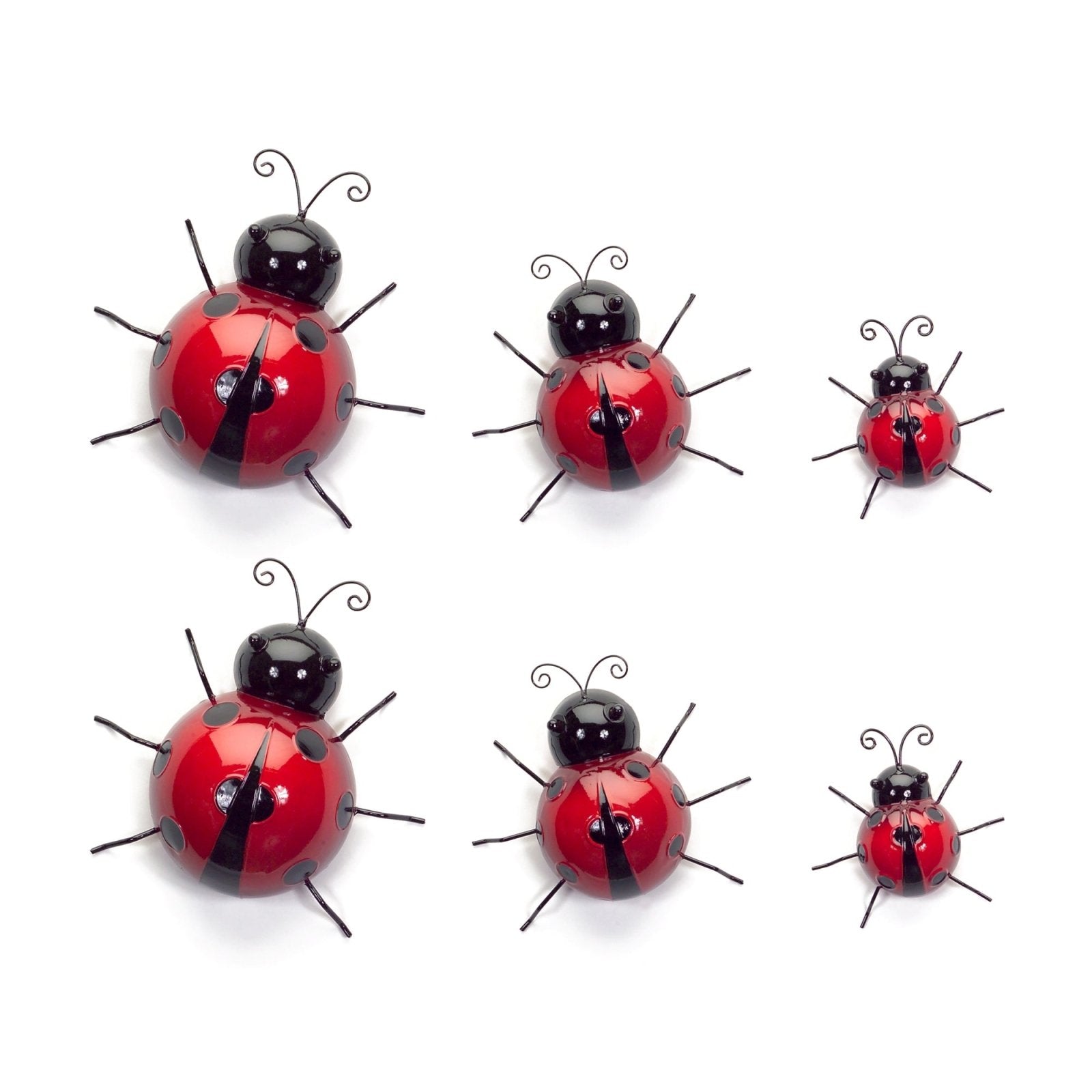 Farmhouse Country Garden Whimsical 6 pc Wall Mounted Metal LadyBugs - The Primitive Pineapple Collection