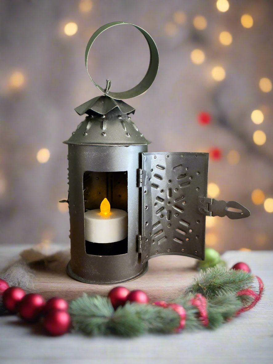 Primitive Colonial 7.5"Mini Punched Tin Lantern Decor - The Primitive Pineapple Collection