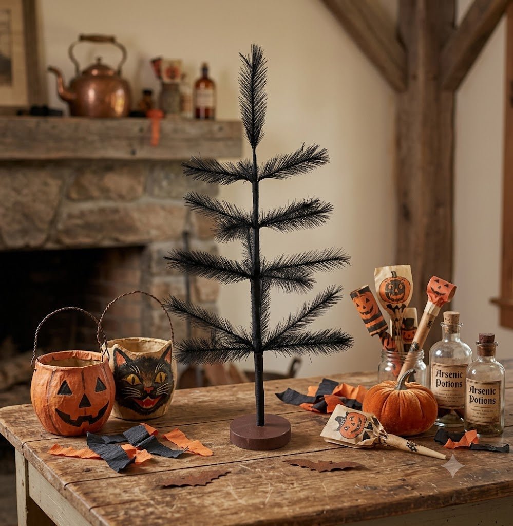 Primitive Farmhouse 24" Black Feather Tree Halloween - The Primitive Pineapple Collection