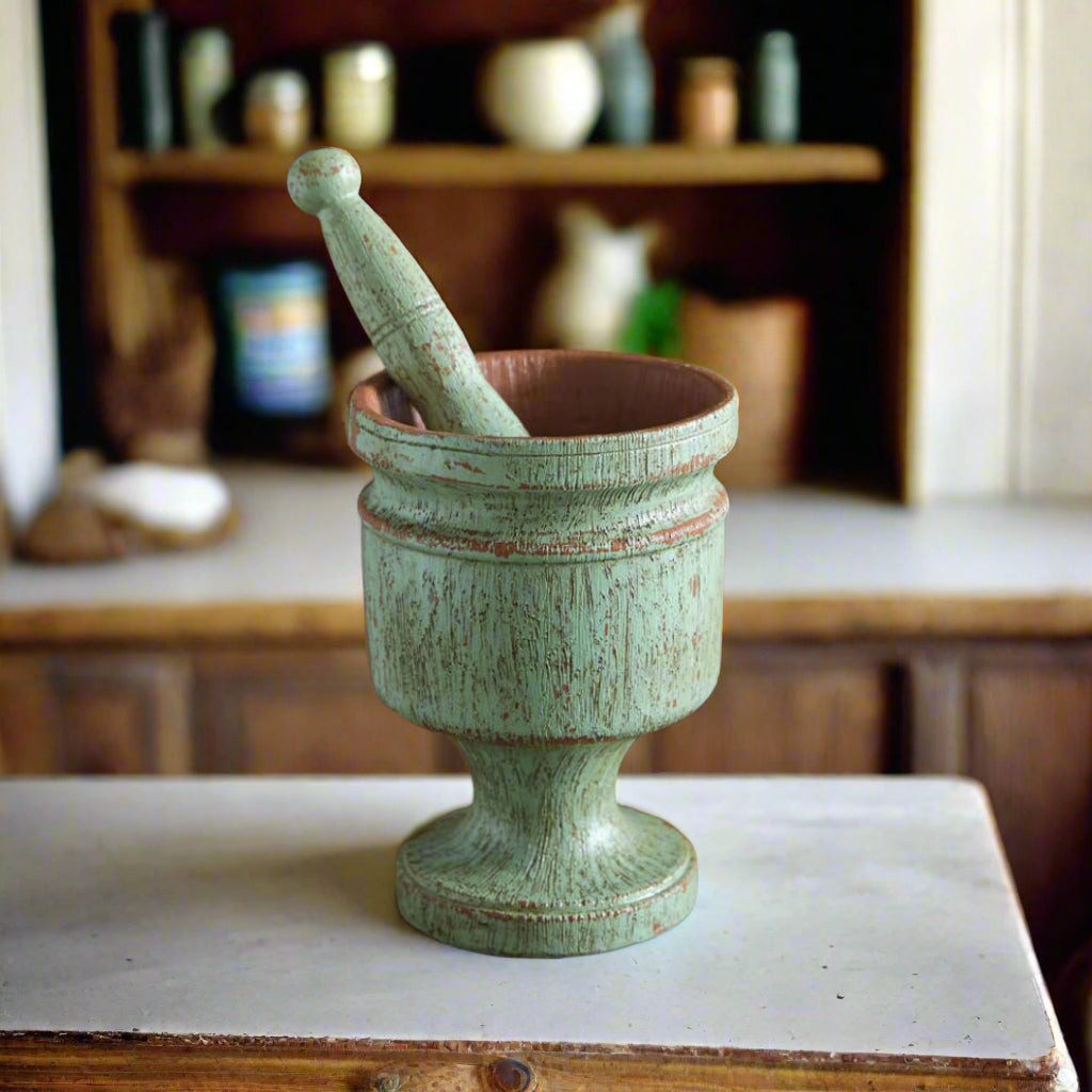 Primitive Farmhouse Decorative Mortar and Pestle - The Primitive Pineapple Collection